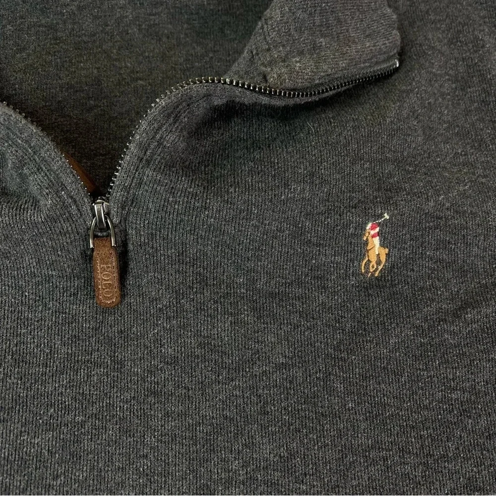 Polo Ralph Lauren Estate Rib Size XL Sweater Dark Gray 1/4 Zip Knitted‎ Pullover